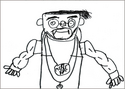 Drawing-A muscle-bound Mr. Chernick shows off his bling.
