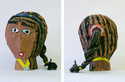 Sculpture-Sculpted Portrait, Paper Mach�, Tempera Paint, and Tissue Paper, Grade 4.