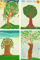 Painting-A Selection of Painted Trees (Images from a parent & child weekend workshop), Tempera Painting, Multiple Ages.
