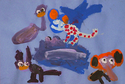 Painting-Painting Creatures, Tempera Paint, Grade 1 (Special Education).