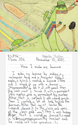 Drawing-Dinosaur Drawing with Student Writing Sample. Permanent Marker and Colored Pencil, Grade 4.
