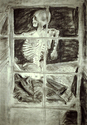 Drawing--CharcoalStill Life with Skeleton, Charcoal.