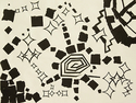 Other-Variation Exercise, Collage: Beginning with a square, triangle, or circle, students were challenged to modify their shape in as many ways as they could think of to create dynamic compositions.