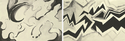 Drawing--InkWhisper/Scream Drawings, India Ink: Using abstracted imagery students were challenged to create diptychs that translated the concept of a whisper and scream into visual terms. Which image do you think whispers and which one screams?