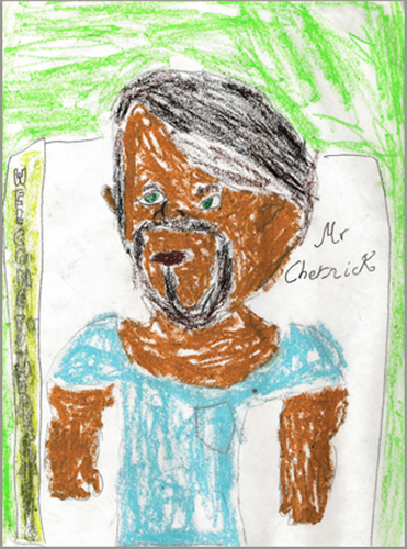 Drawing-A well-groomed Mr. Chernick returns from the tanning salon..
