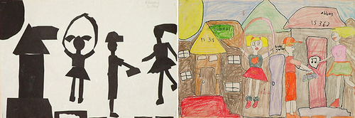Other-From Form to Detail: Silhouetted Collage to Full Color Drawing, Collage, Colored pencil, and Marker, Grade 5.