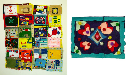 Fiber Art-Class Quilt, Felt and Pompoms, Grade 4.