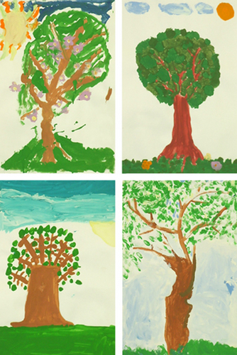 Painting-A Selection of Painted Trees (Images from a parent & child weekend workshop), Tempera Painting, Multiple Ages.