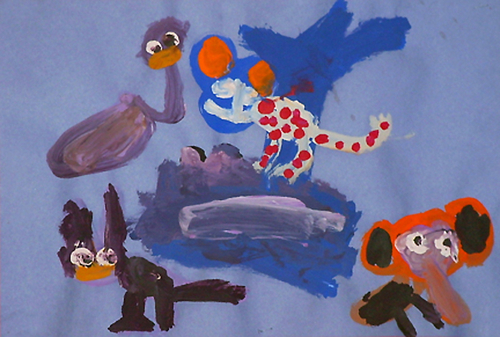 Painting-Painting Creatures, Tempera Paint, Grade 1 (Special Education).