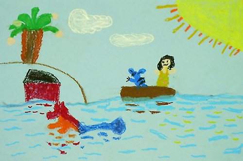 Drawing-Telling Stories Through Pictures: Creating Narrative Imagery, Oil Pastel, Grade 4.