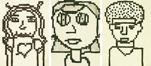 Drawing-Video Games and Art: Students learned how to manually digitize their portraits. Pencil and Permanent Marker on Graph Paper, Grades 2-5.