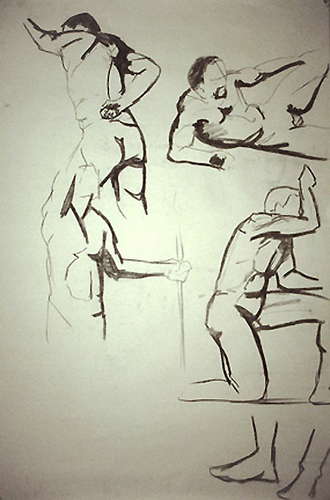 Drawing-Gesture studies, Conte Crayon.