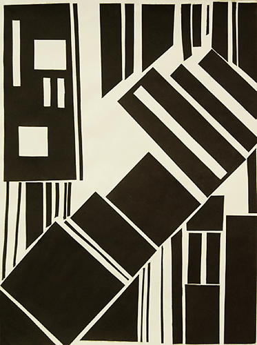 Other-Variation Exercise, Collage: Beginning with a square, triangle, or circle, students were challenged to modify their shape in as many ways as they could think of to create dynamic compositions.