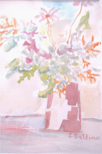Purple  Vase with Flowers