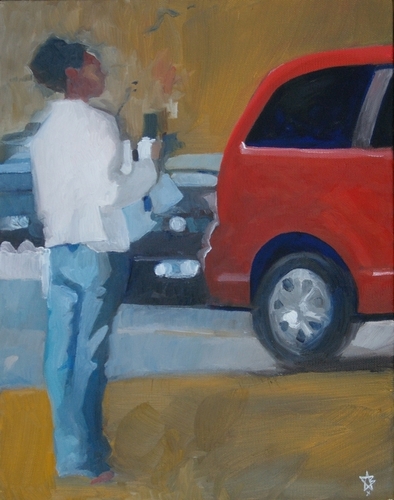 Figure%20in%20white%20with%20red%20car (large view)