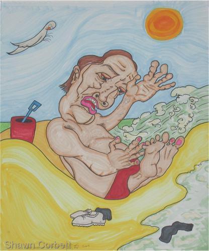 Drawing-Black Socks at the Beach