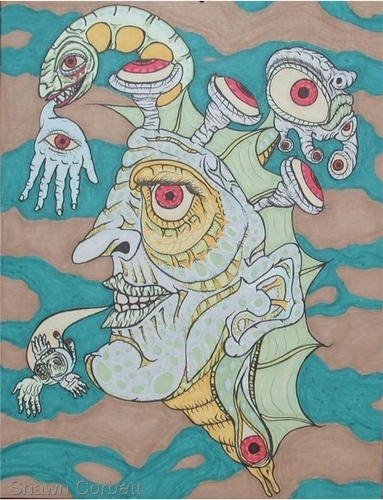 Drawing-Amphibious Creature with Eye Stalks