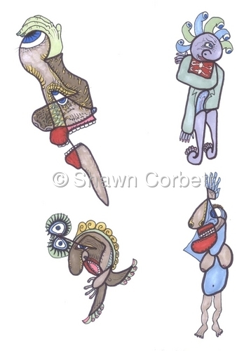 Drawing-Four Figures of Concern
