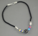 sara sanger, handmade, necklace, lava, magnesite, sodalite, braided, cord, silk, sterling, silver - Necklaces Jewelry