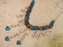 blue, clear, bronze, waterfall, circles, silvertone - Necklaces Jewelry