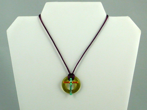 Recycled Glass Necklace with Dichroic Cross 3