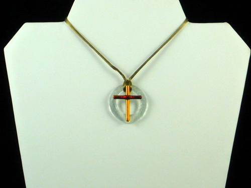 Recycled Glass Necklace with Cross 2