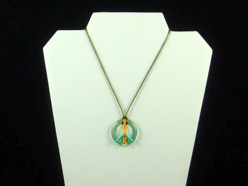 Recycled Glass Necklace with Peace Sign 1