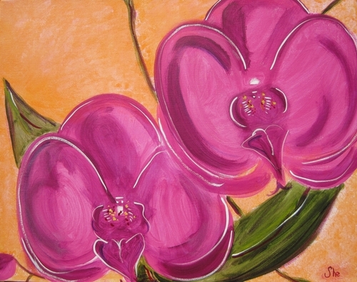 Painting-Acrylic-Moth Orchids