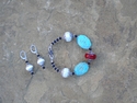 Turquoise and tibetan bead braclet and earrings