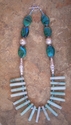 Jewelry--Semi-Precious Stones-NecklacesAdventurine  and silver repousser