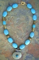 Jewelry--Semi-Precious Stones-NecklacesNepalese turquoise medalion