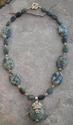 Jewelry--Semi-Precious Stones-NecklacesGreen serpentine and gold