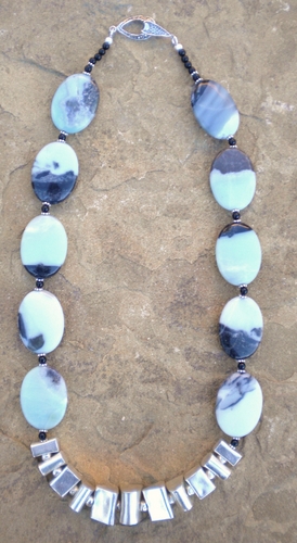 Jewelry-Necklaces-Amazonite & Sterling Silver Nuggets