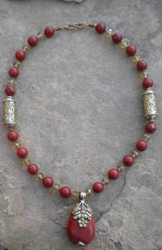 Jewelry-Necklaces-Red jasper and Citrine 