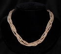 Four Strand Braided Rose Fresh Water Pearls and Sterling Silver Necklace