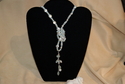 Aquamarine, Fresh Water Pearl and Stirling Silver Knot Necklace