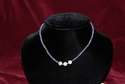 Single Strand Tanzanite Chips with Three Fresh Water Pearls on Sterling Silver Toggle Necklace