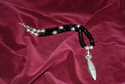 Sterling Silver., Fossil, Faceted Large, Black Onyx.  Sterling Silver, Necklace