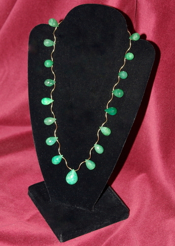 Emerald Faceted Tear Drops with Sterling Silver Chain and Clasp