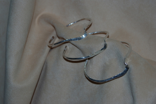  Wave Bracelet--Sterling Silver Hammered Bracelet --three in photo