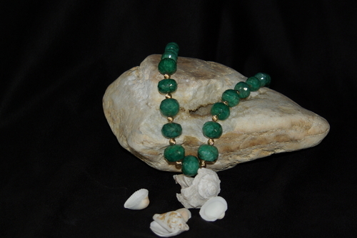 Faceted Graduated Emeralds and 14K Gold-filled Necklace
