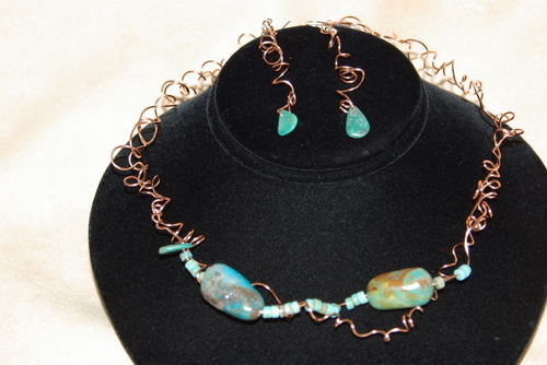Copper and Turquoise Chain Necklace