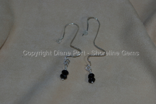 Squiggly Sterling Silver Earrings with Black Onyx Drops