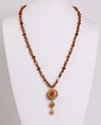 Jewelry--Semi-Precious Stones-NecklacesCarnelian and Brass Flowers Necklace