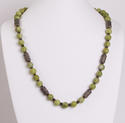 Jewelry--Semi-Precious Stones-NecklacesAntique Cylinder Beads and Green Rounds Necklace