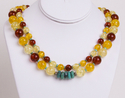 Jewelry--Semi-Precious Stones-NecklacesFaux Amber and Turquoise Necklace