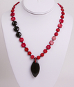Jewelry--Semi-Precious Stones-NecklacesBlack Onyx and Red Coral Necklace