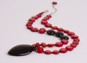 Jewelry--Semi-Precious Stones-NecklacesBlack Onyx and Red Coral Necklace