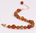 Jewelry--Semi-Precious Stones-Rings and BraceletsCarnelian and Brass Flowers Bracelet