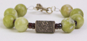 Jewelry--Semi-Precious Stones-Rings and BraceletsAntique Cylinder Beads and Green Rounds Bracelet